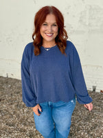 Sabrina Ribbed Top In Blue