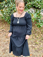 Kathleen Smocked Dress In Black