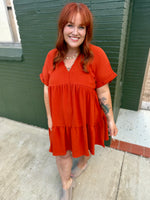 Brooke Tiered Rust Dress