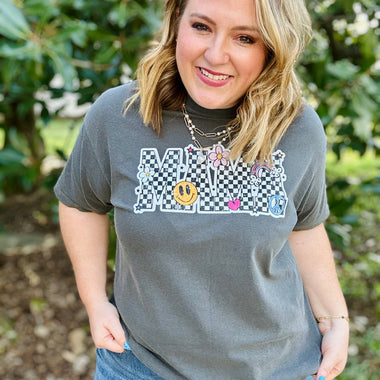 Checkered Mama Tee