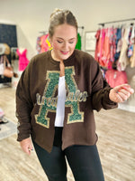 Faux Glitter Team Cardigan Sweatshirt (Customizable)