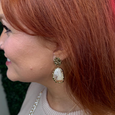 Geostone Drop Earrings - Ivory