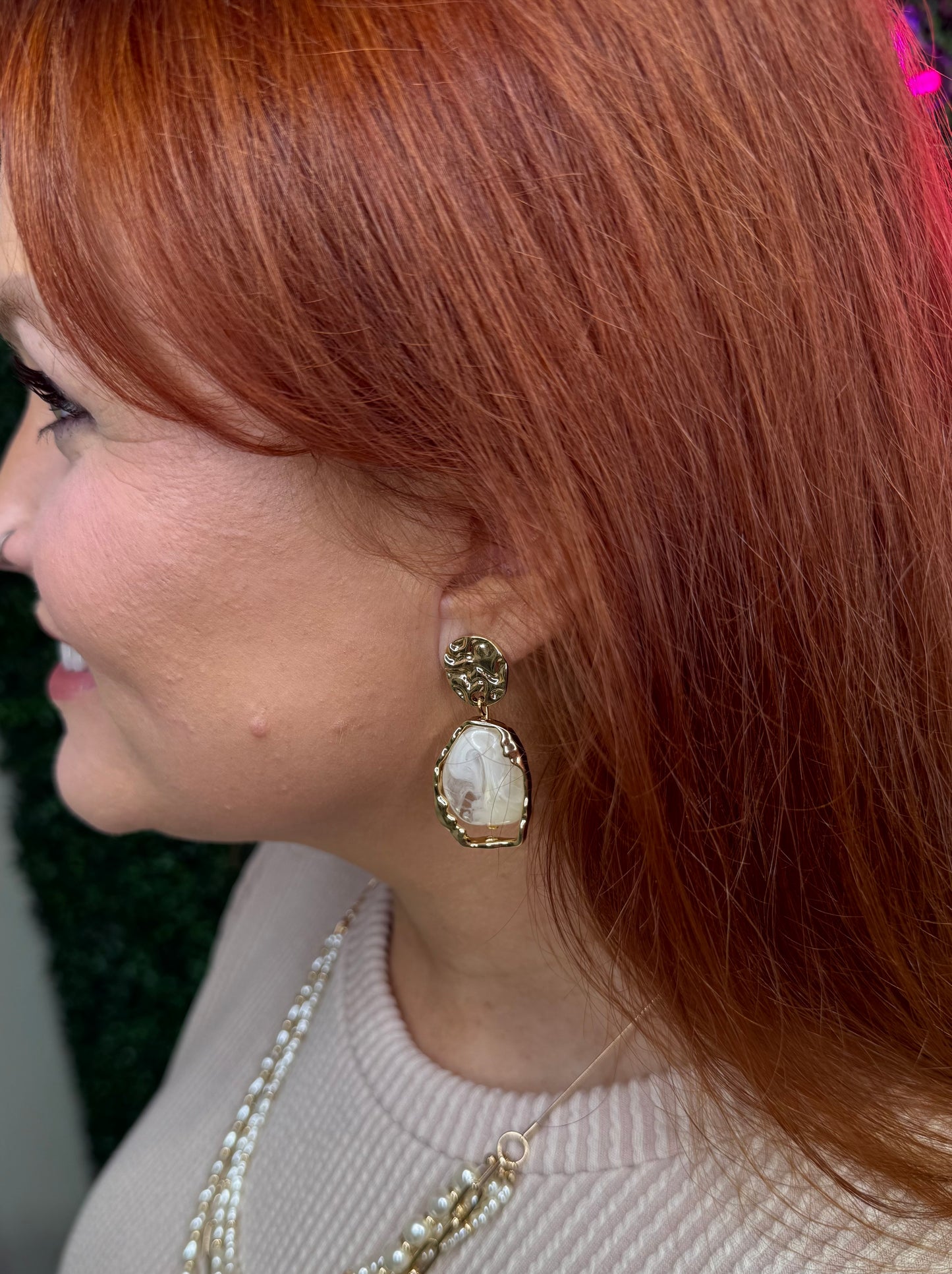 Geostone Drop Earrings - Ivory