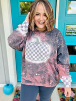 Checkered Pumpkin Bleached Graphic (Tee or Sweatshirt)