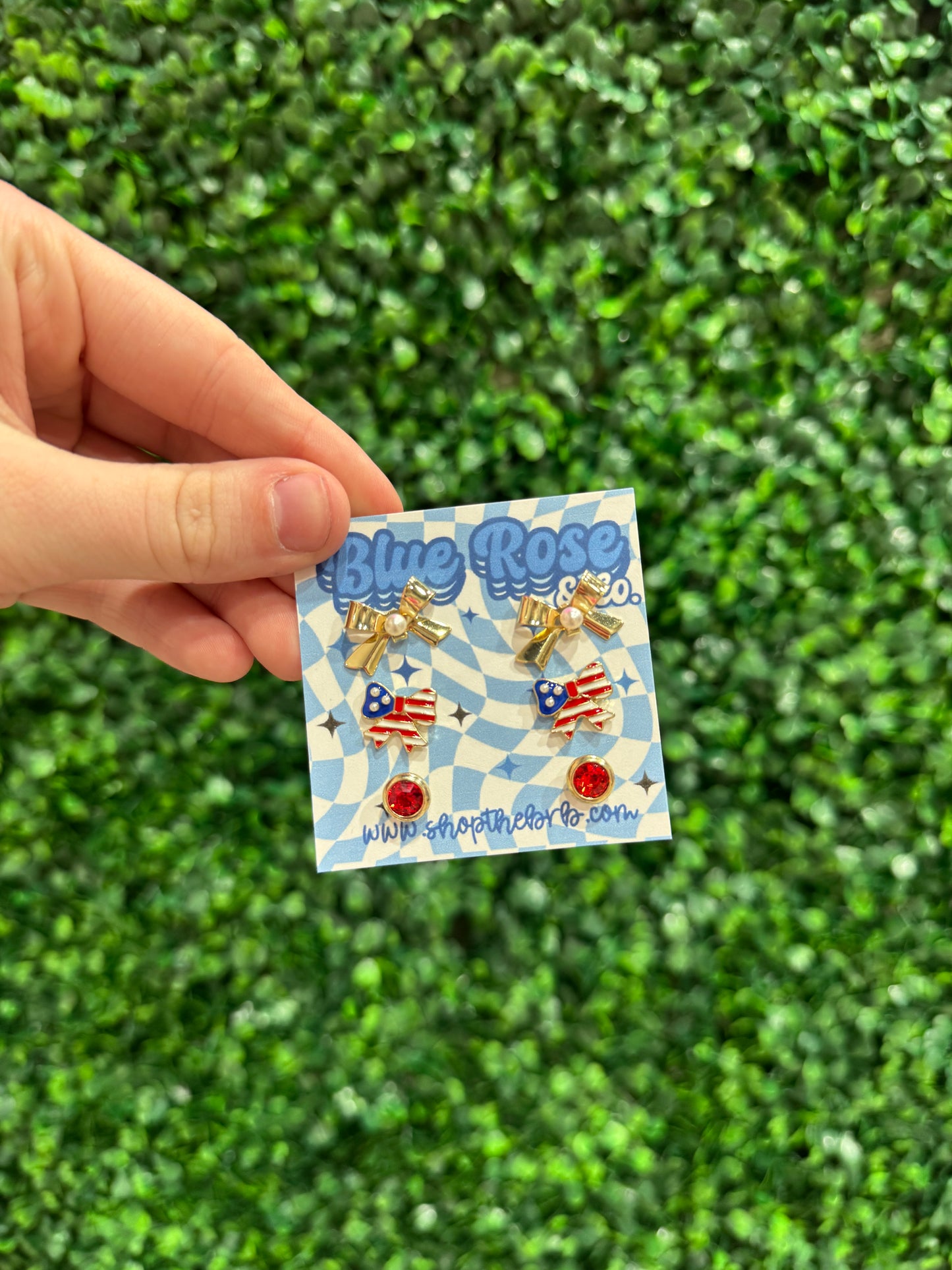 Patriotic Gold Earring Stack