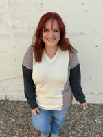 Puff Sleeve Urban Ribbed Color Block Top