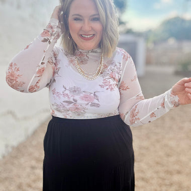 Ivory Floral Mesh Top