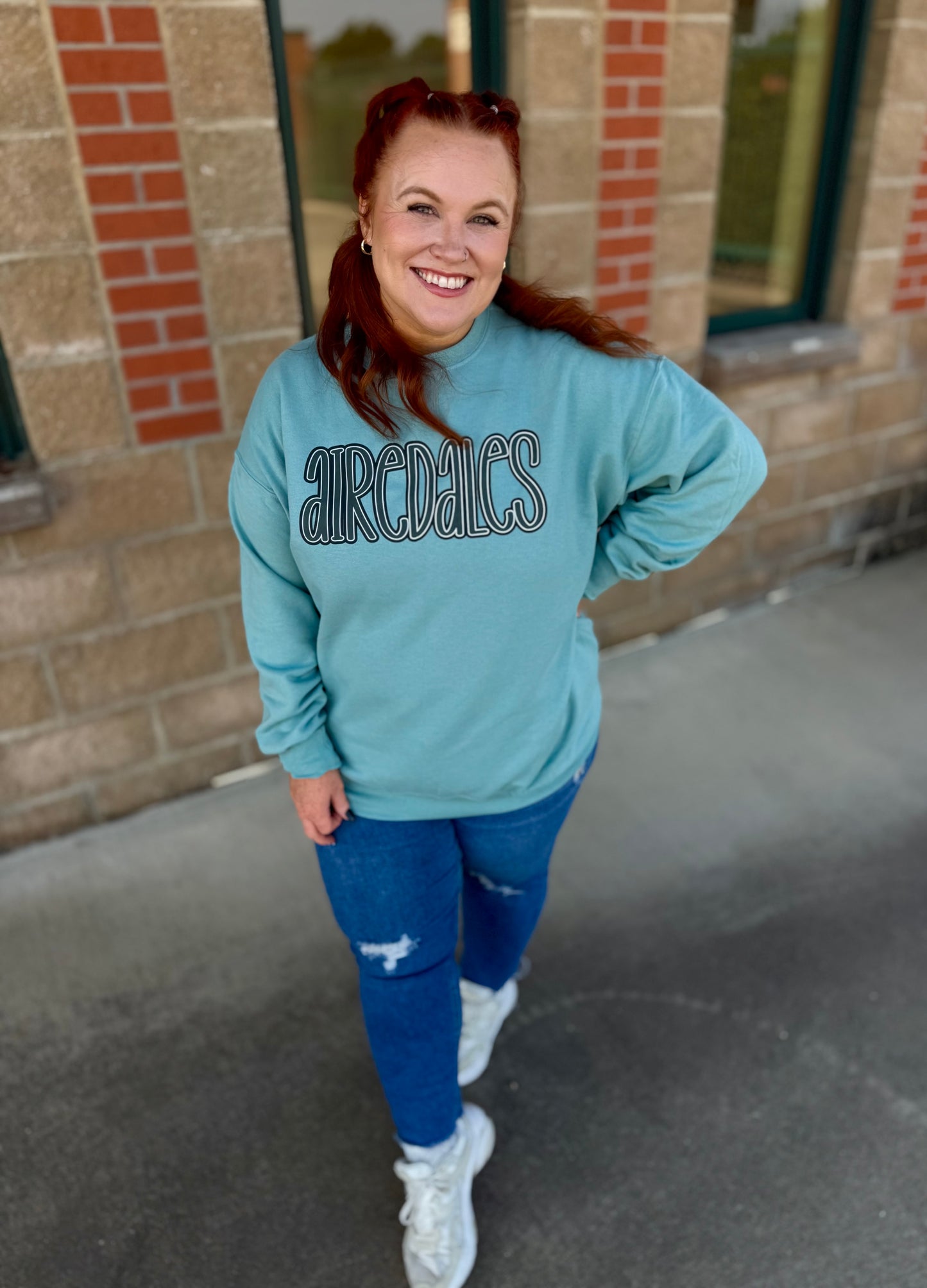 Airedales on Sage Sweatshirt (Any Team, Any Color)