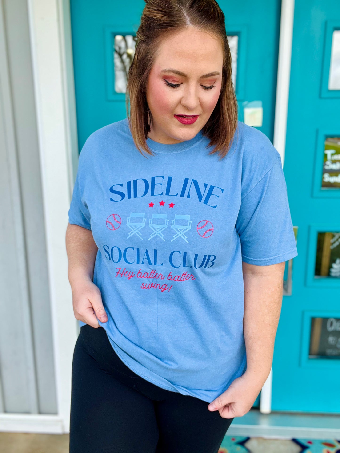 Sideline Social Club Tee on Comfort Colot