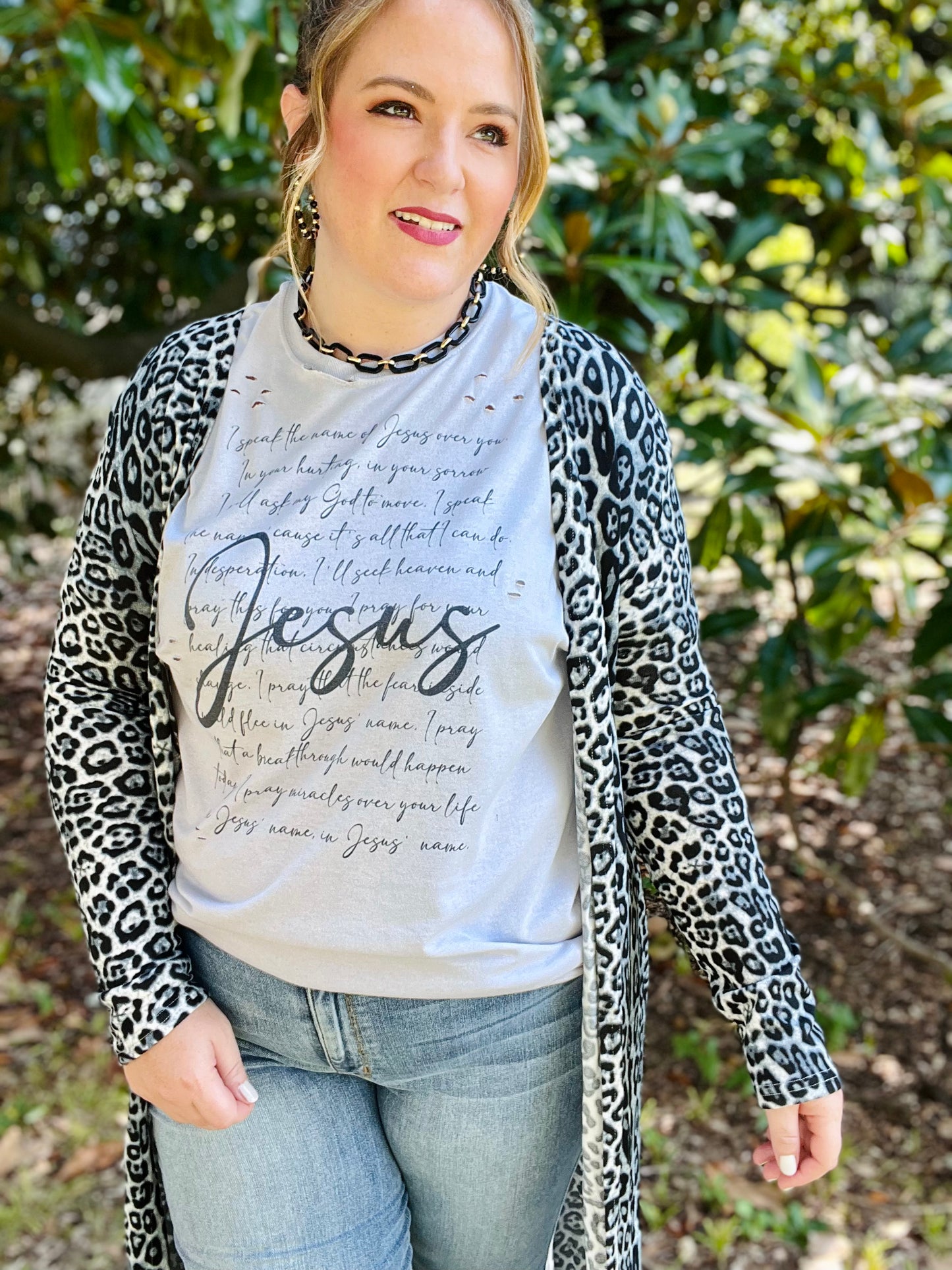 Speak the Name of Jesus  Distressed Graphic Tee