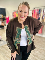Faux Glitter Team Cardigan Sweatshirt (Customizable)