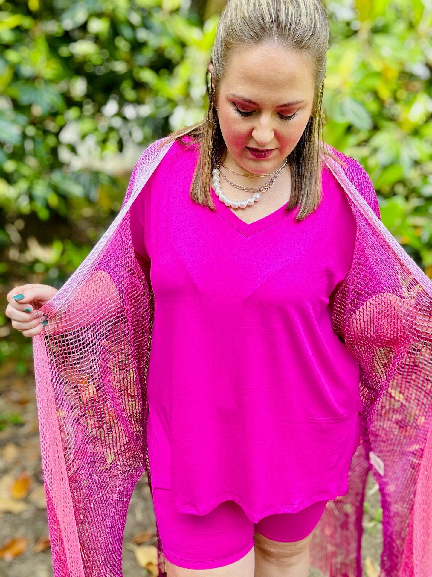 Laylah Biker Set in Hot Pink