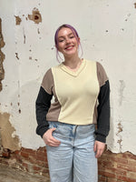 Puff Sleeve Urban Ribbed Color Block Top