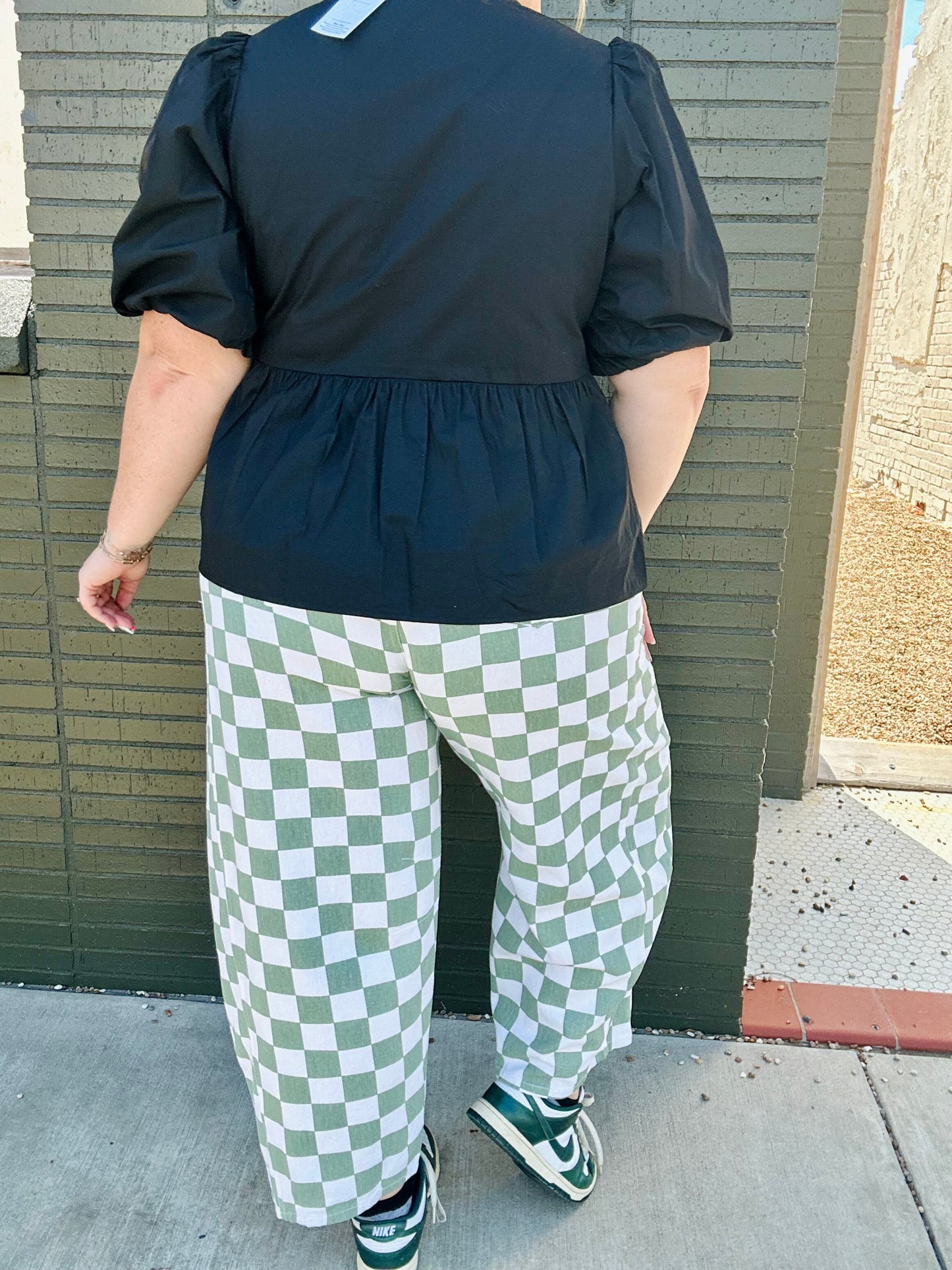Olivia Checkered Barrel Pants