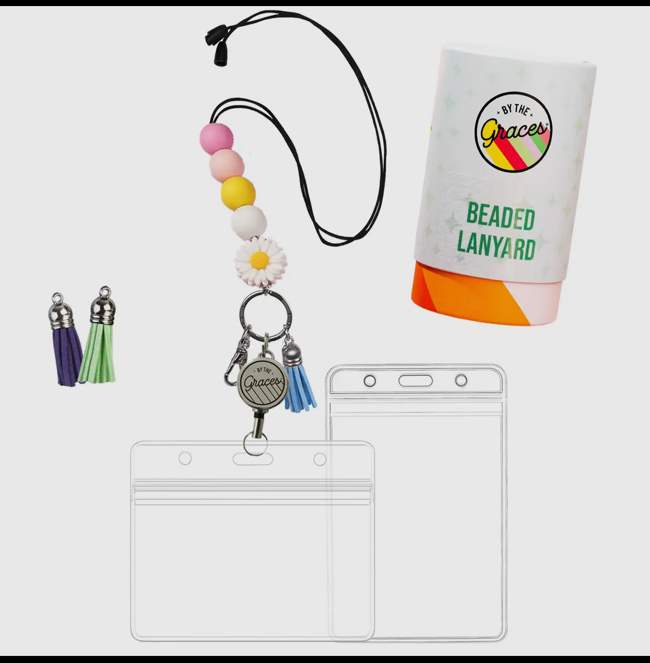 Retractable Beaded Lanyard (Multiple Colors)