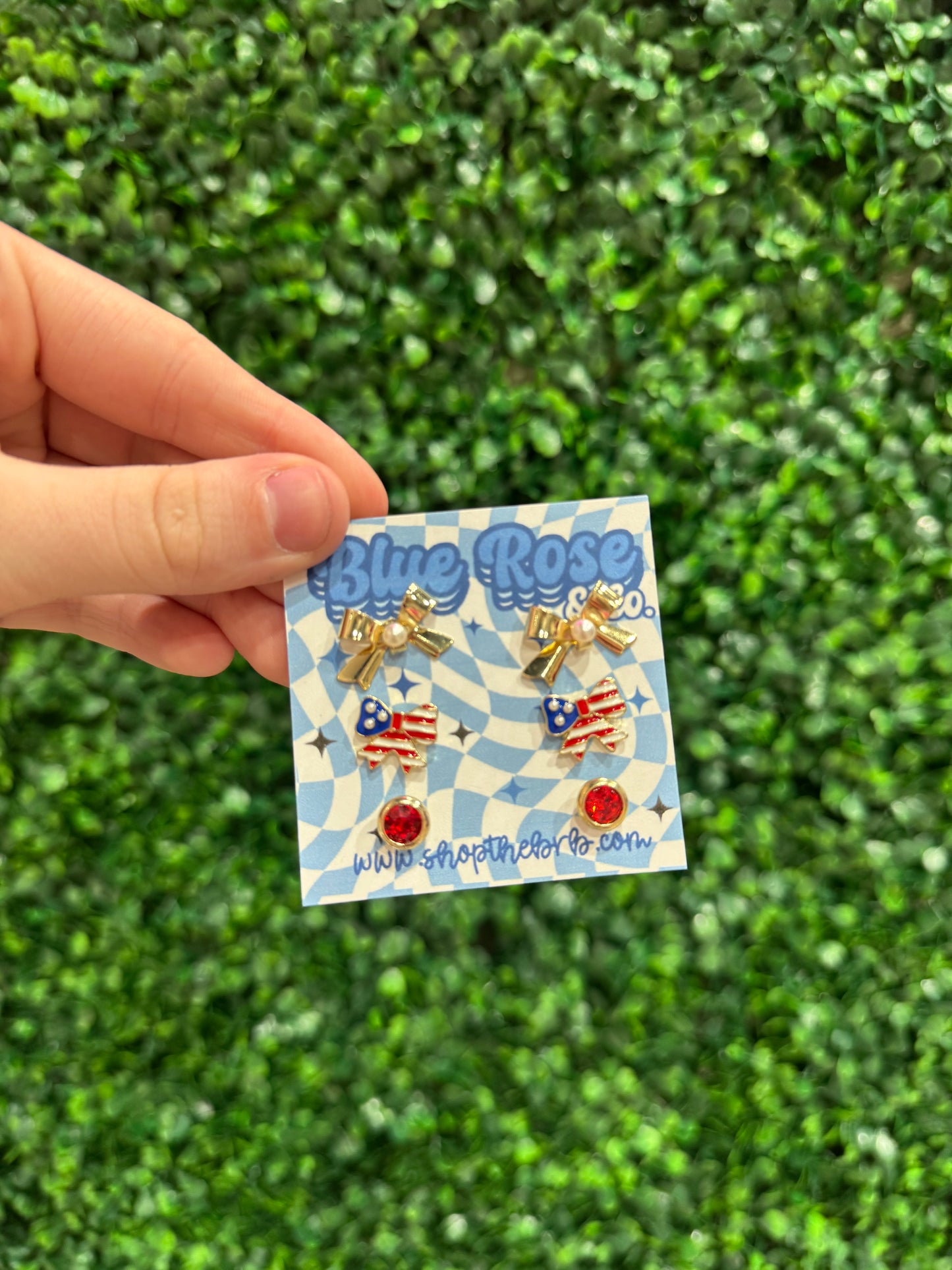 Patriotic Gold Earring Stack