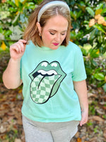 Loud Mouth Checkered on Sage Comfort Color