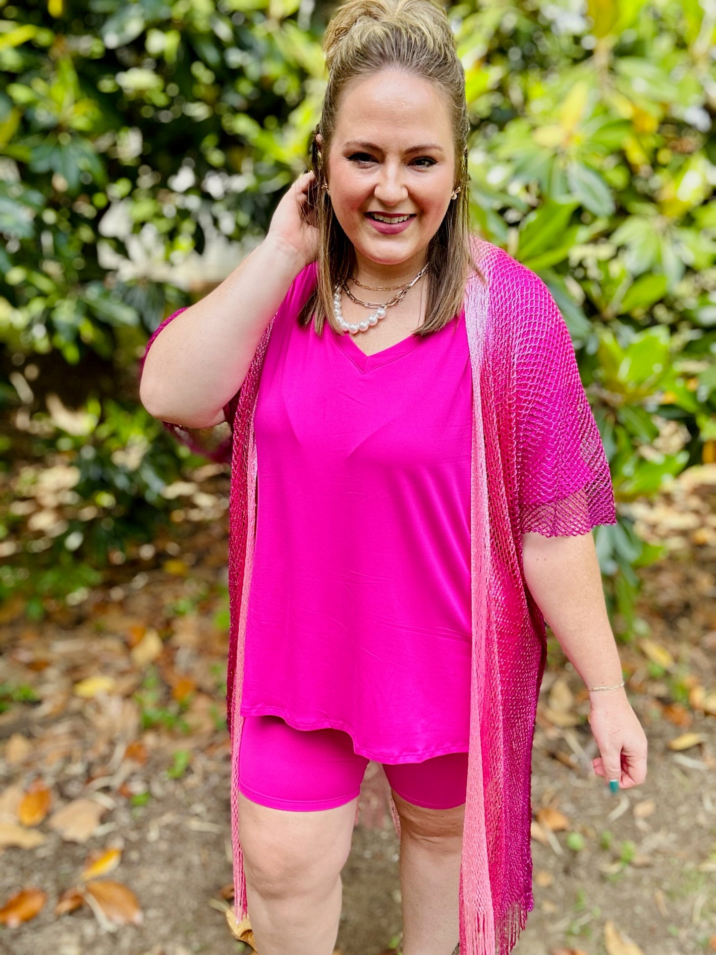 Laylah Biker Set in Hot Pink