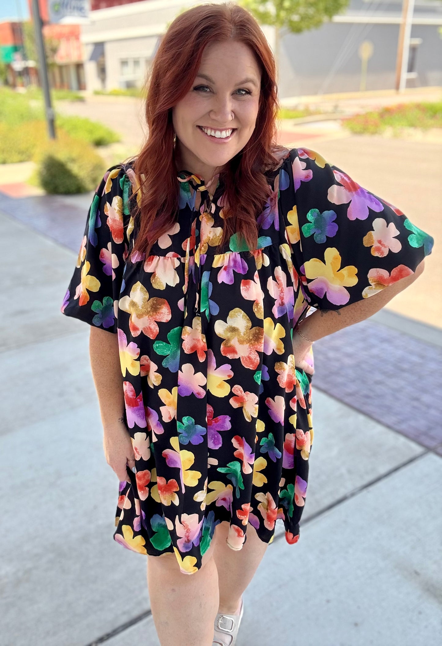 Kacey Black Floral Dress