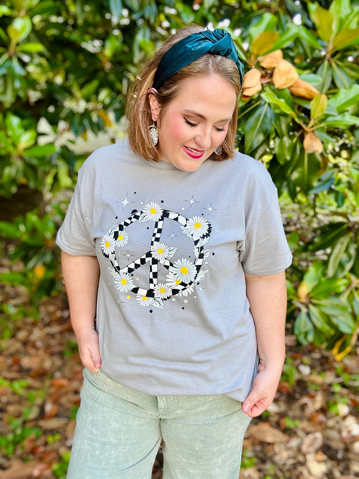 Checkered Peace Graphic Tee