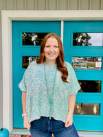 Brandi Sequin Top in Light Teal