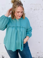Farrah Babydoll Top In Jade
