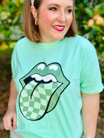 Loud Mouth Checkered on Sage Comfort Color
