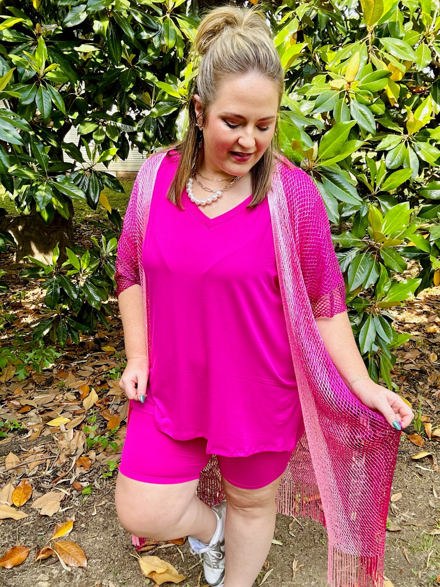 Laylah Biker Set in Hot Pink