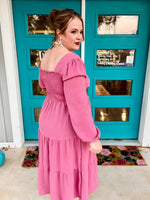 Kathleen Smocked Dress In Rose