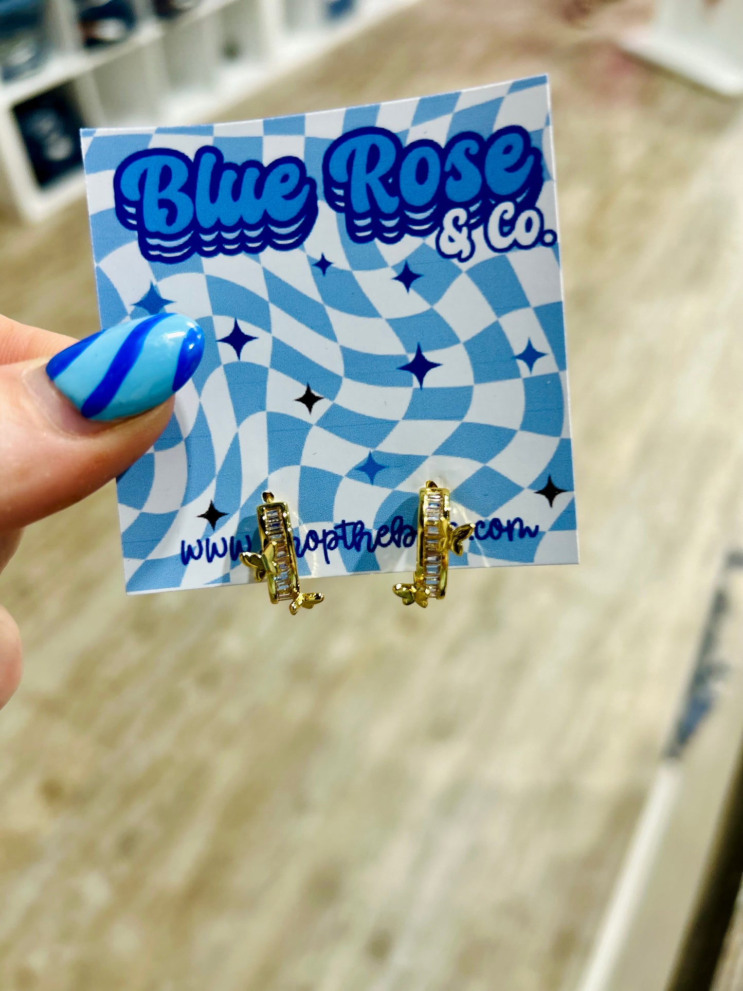 Butterfly Hoops with Baguettes (Multiple Colors)