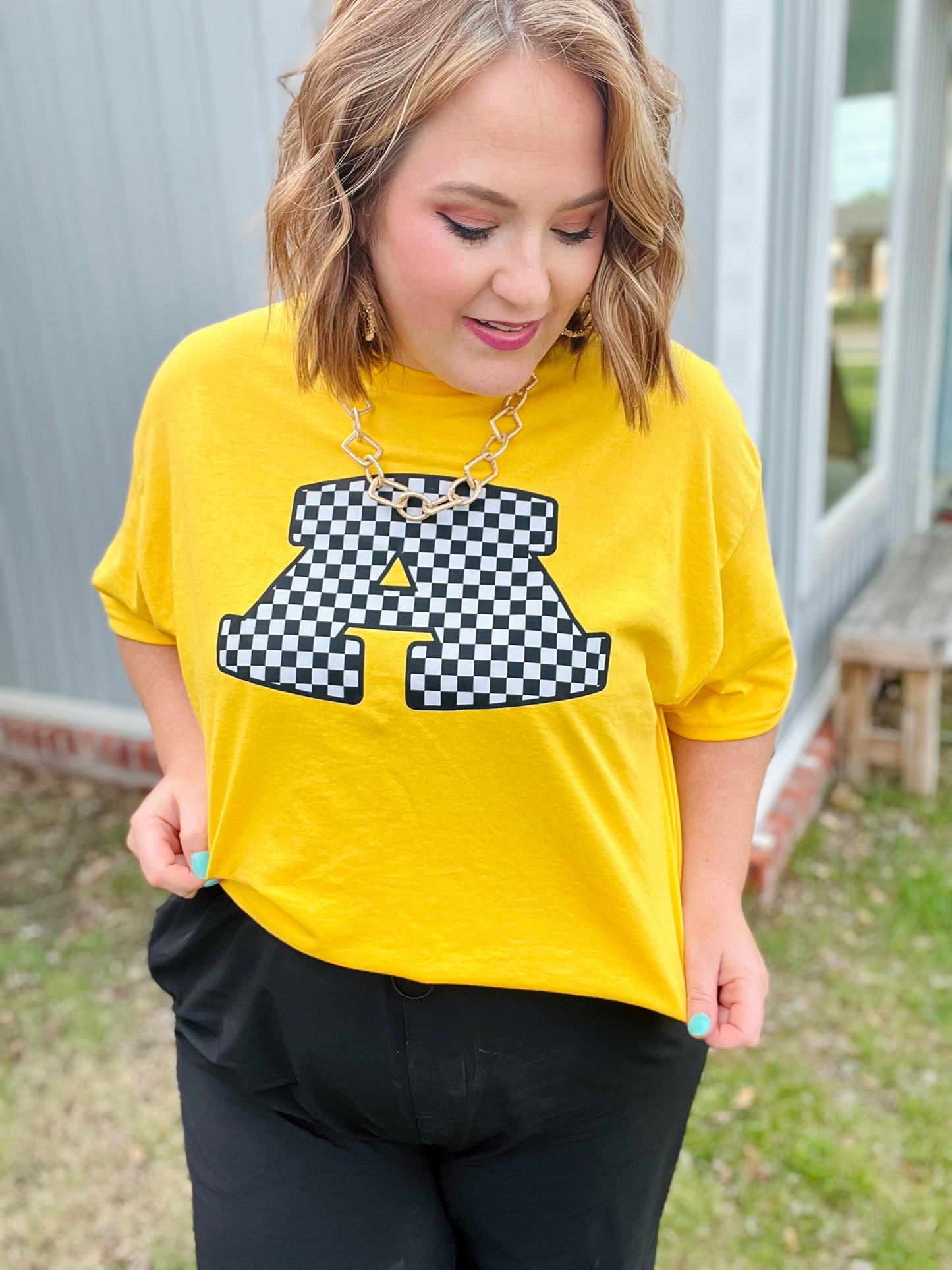 Checkered Airedale Tee (Any Color!)