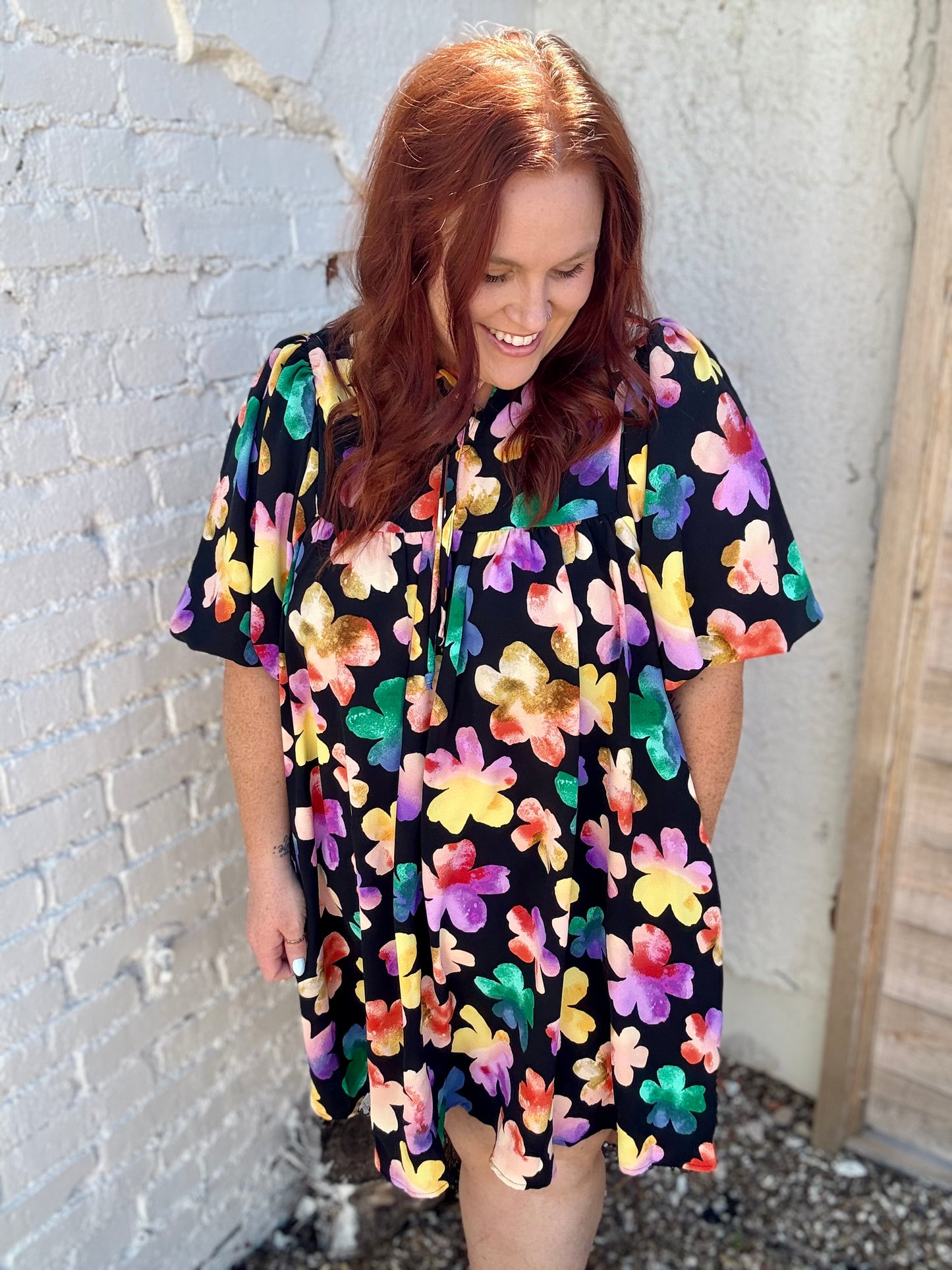 Kacey Black Floral Dress