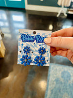 Blue Daisy Drop Earrings