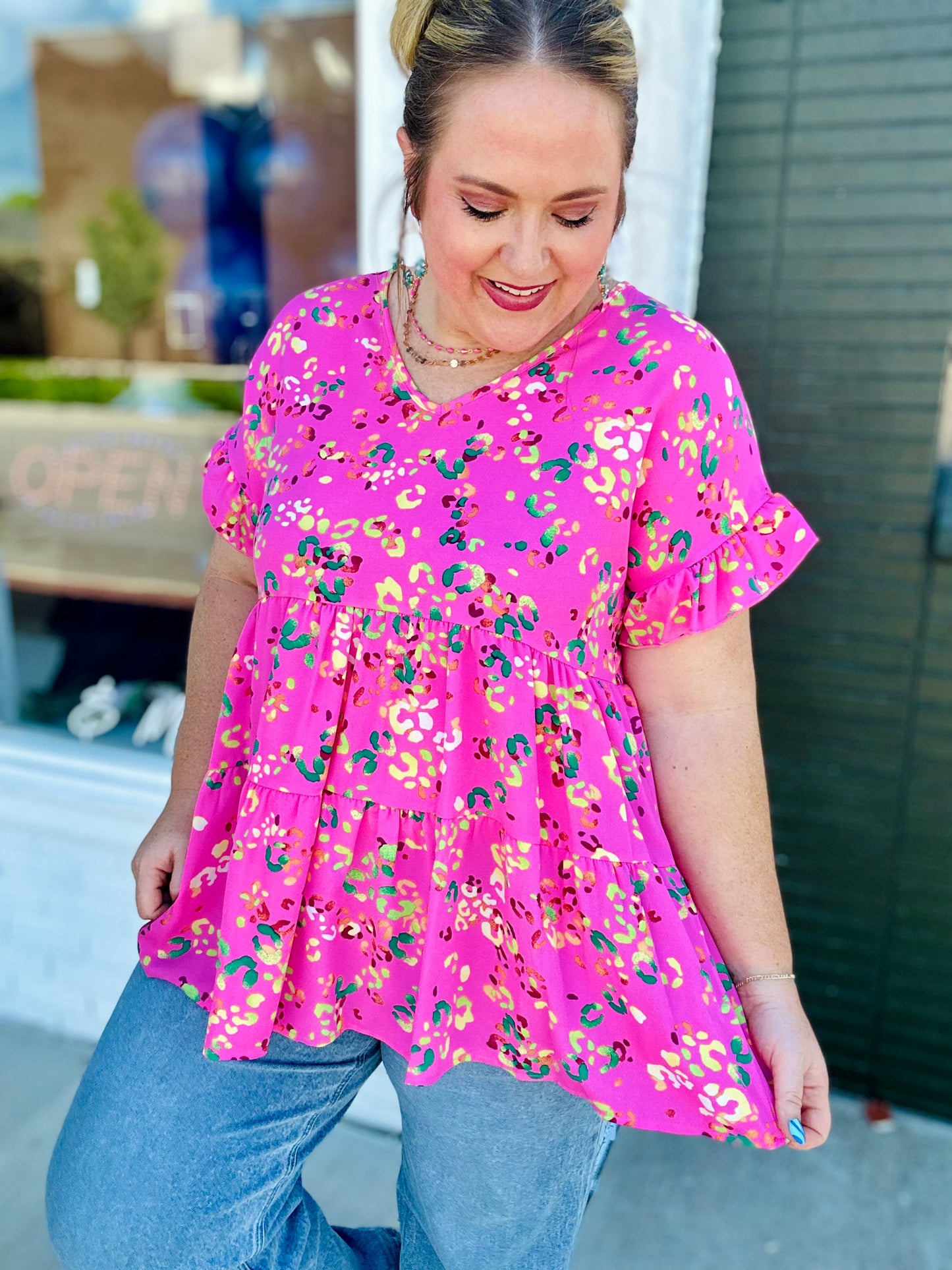 Mitzi Animal Print Top in Pink