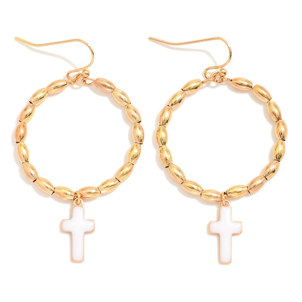 Metal Tone Cross Hoops (Multiple Colors)