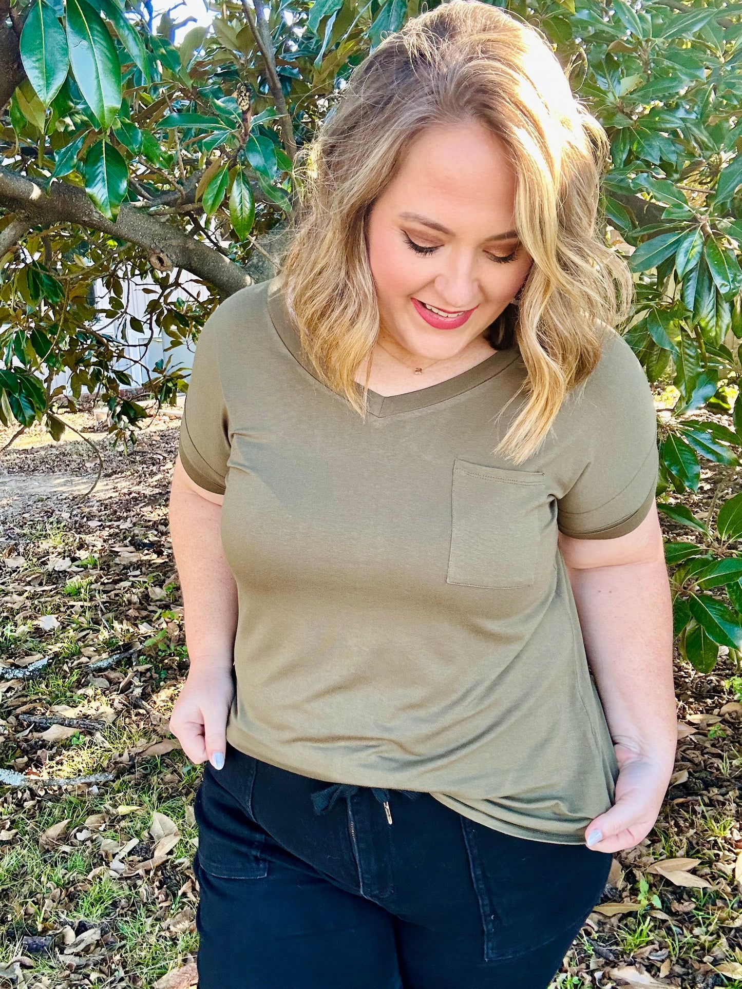 Jess Solid Color Pocket Tee (Multiple Colors)