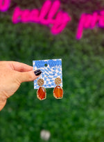 Geostone Drop Earrings - Amber