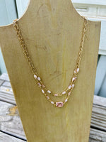 Layered Glass Crystal Necklace in Champagne