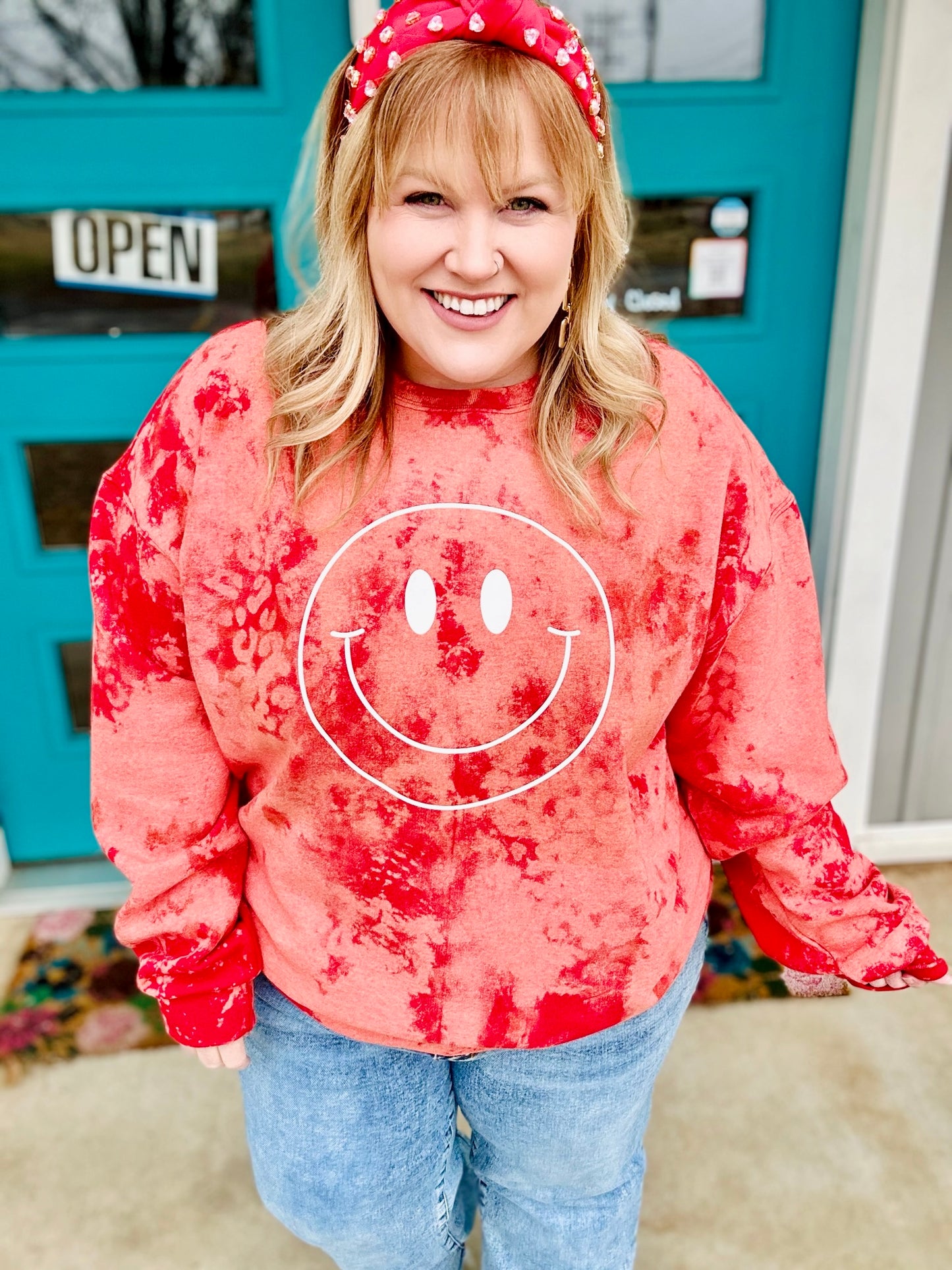 Smiley Leopard Bleach Sweatshirt