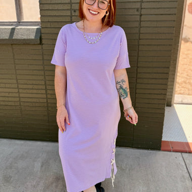 Stripe Lace Up Maxi Dress