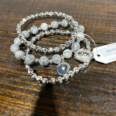 Beaded Stretch Bracelet Set (Multiple Colors)