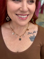Lock & Key chain Link Charm Necklace