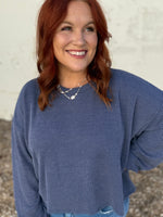 Sabrina Ribbed Top In Blue