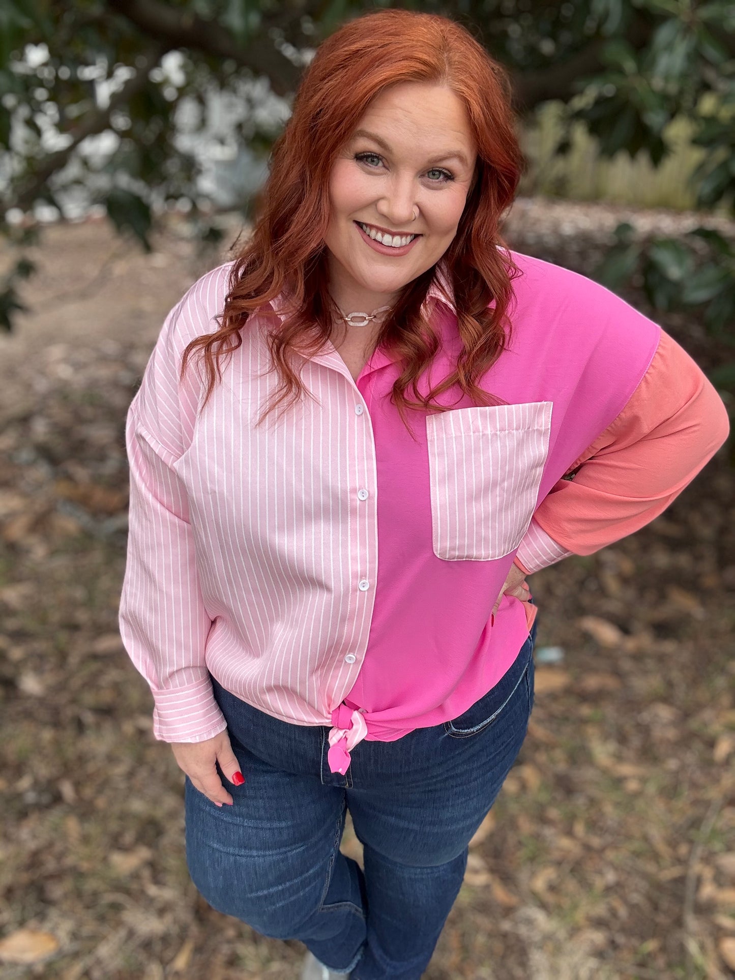 Kara Pink Multi Collared Top