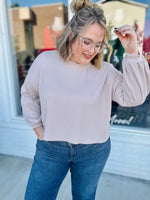 Sabrina Ribbed Top In Taupe