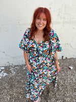 Tracy Black Floral Sweetheart Dress
