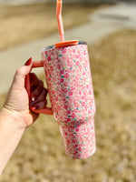 Pink Flower 40 oz Tumbler