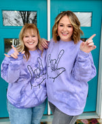 ASL Love Hand Dyed Sweatshirt in Purple