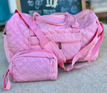 Quilted Duffel with Shoe Compartment and Travel Pouch