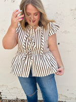 Sarah Striped Peplum Top